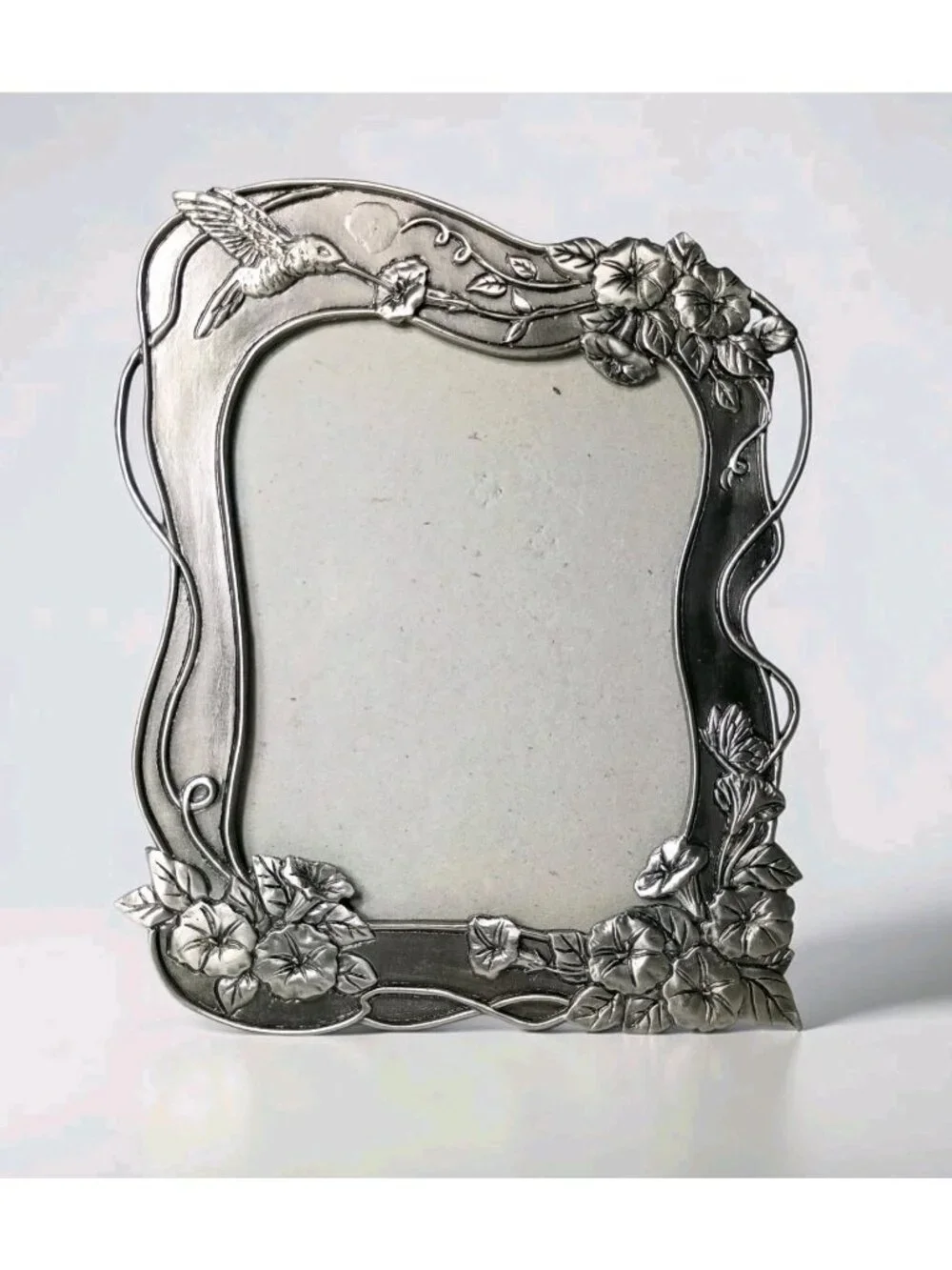 Vintage Papel Giftware Hummingbird Pewter Frame 8 x 6.5 Hibiscus Tropical